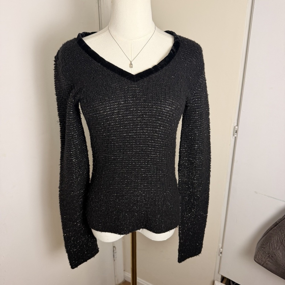 Armani Collection Black Knit Sweater Womens Sz (42) S/M Made In Italy